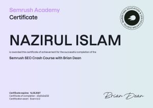 semrush seo crash course certificate - nazirul-islam Nakib